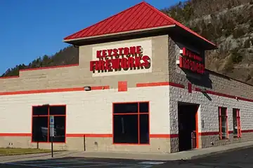 Keystone Matamoras building with a red roof