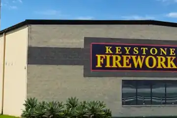 Keystone York building with its large sign on the brick front